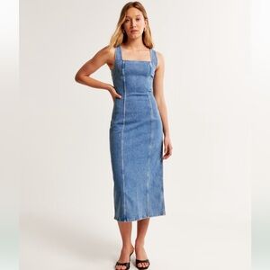 Abercrombie & Fitch Blue Denim Midi Dress